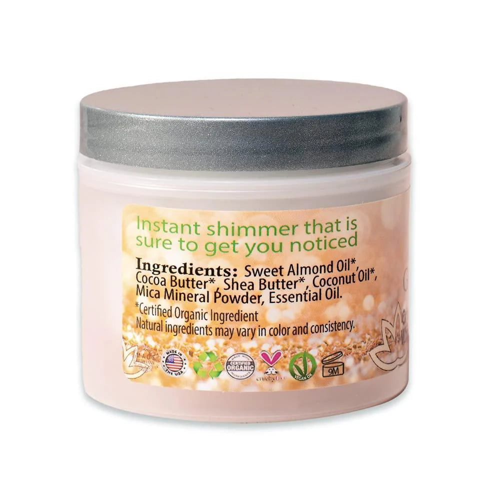 Subtle Level 1 Rose Gold Shimmer Organic Whipped Body Butter Moisturizing 4.0 Oz